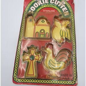 Vintage The Lone Toy Tree Cookie Cutters Church Cross Angel Rooster Made In USA
